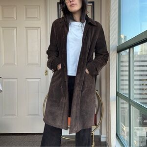 Danier Dark Brown Suede Trench Coat